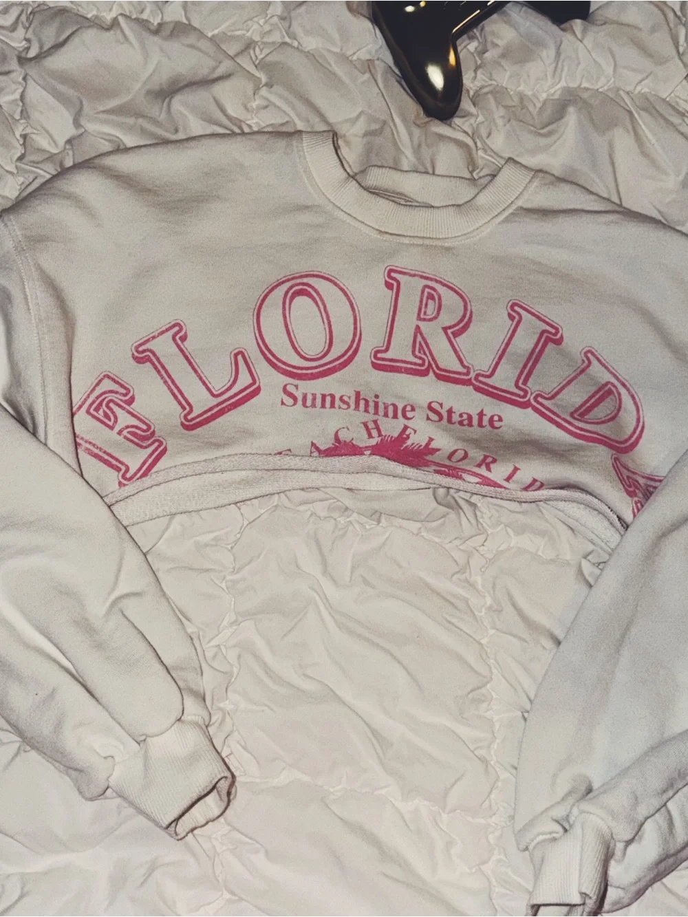 NWOT White Ultra-Cropped Florida Sunshine State Sweatshirt